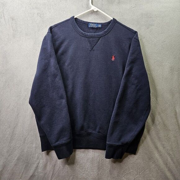 Polo Ralph Lauren Sweater Mens Large Blue Crewneck Fleece Pullover - Picture 1 of 10